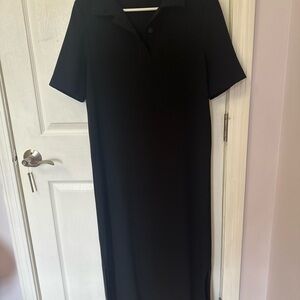 Zara Black Polo Midi Dress Short Sleeve Casual